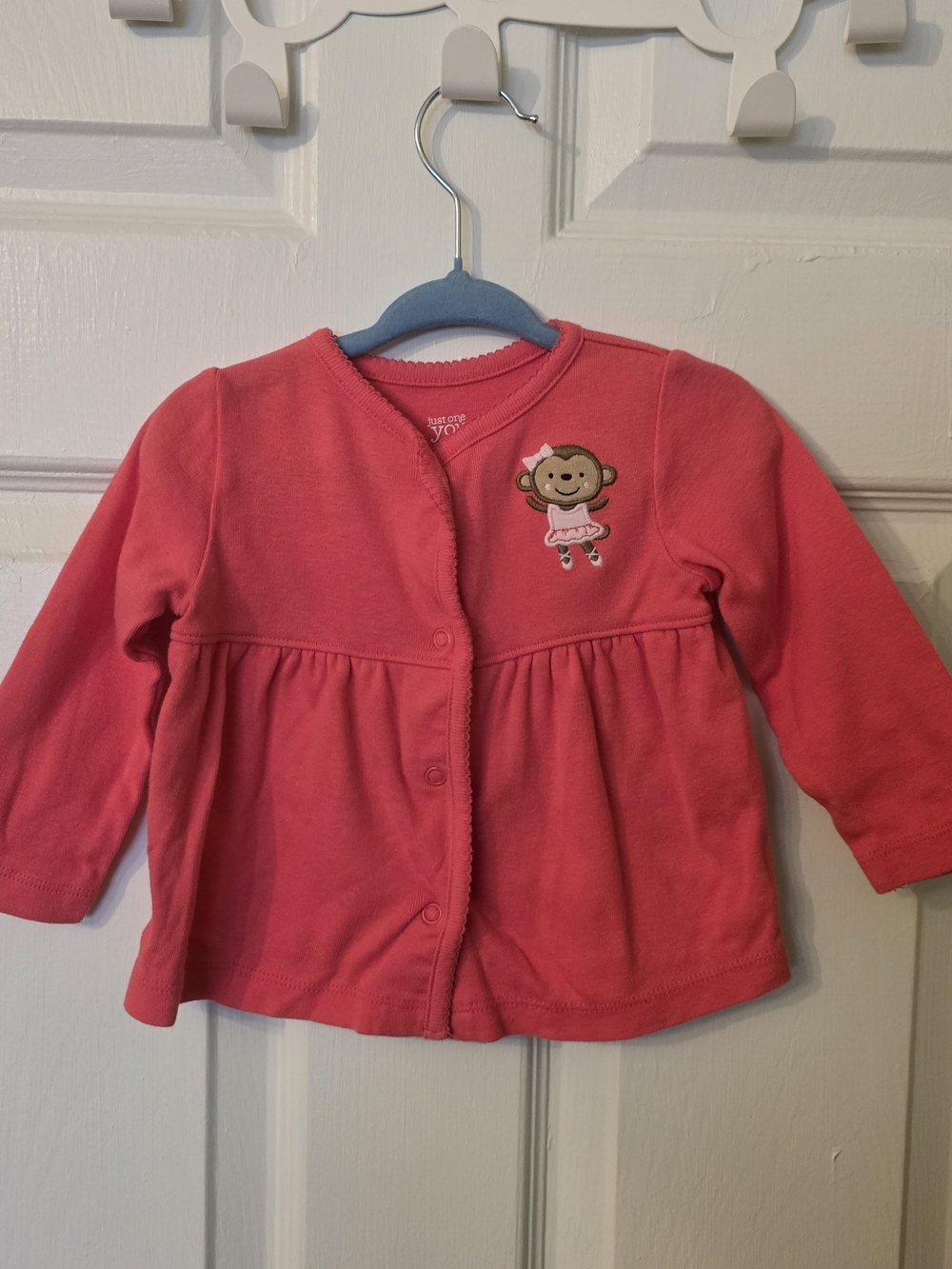 Carter's Coral Pink Monkey Snap-Front Top